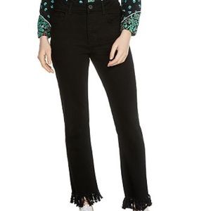 Maje
Panako Skinny Frayed-Hem Ankle Jeans in Black Size 36